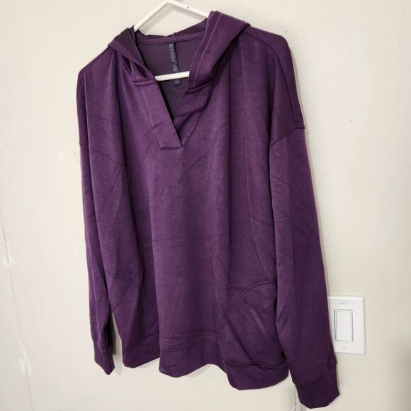 Gaiam Hoodie Sweatshirt For Women Size XXL Purple Vneck Pockets B1 - Picture 2 of 15